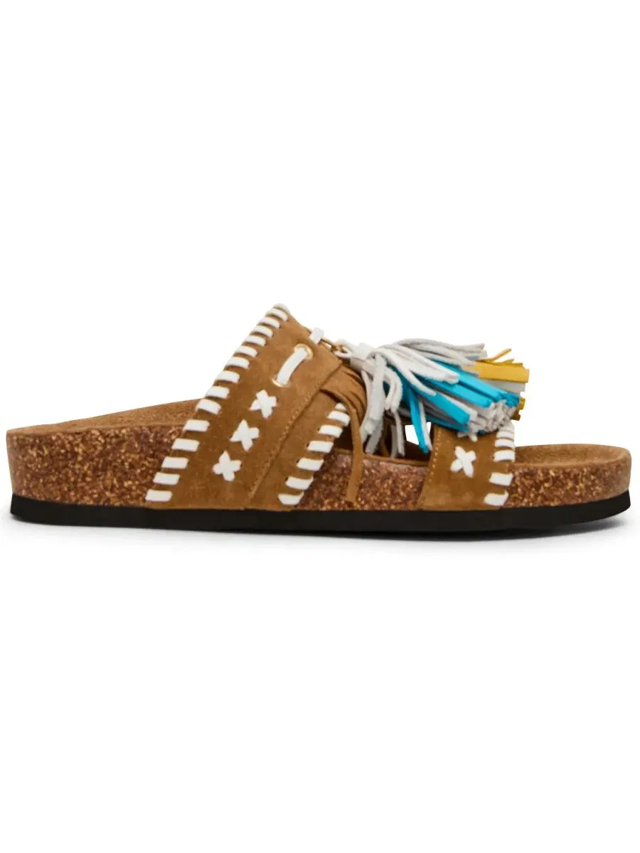 Сандалии-слайды с кисточками Lester Steve Madden — изображение 2 из 6, бежевый мульти