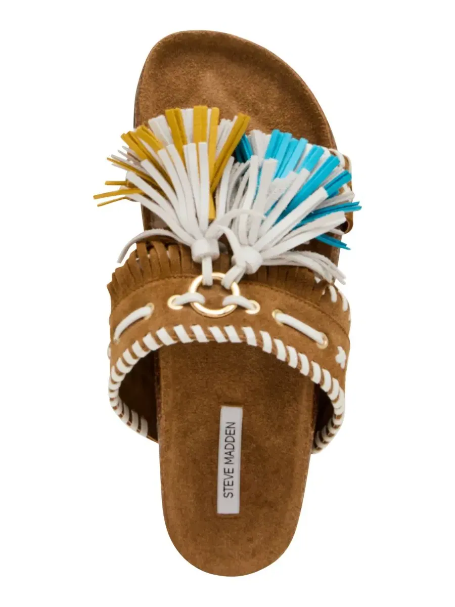 Сандалии-слайды с кисточками Lester Steve Madden — изображение 4 из 6, бежевый мульти