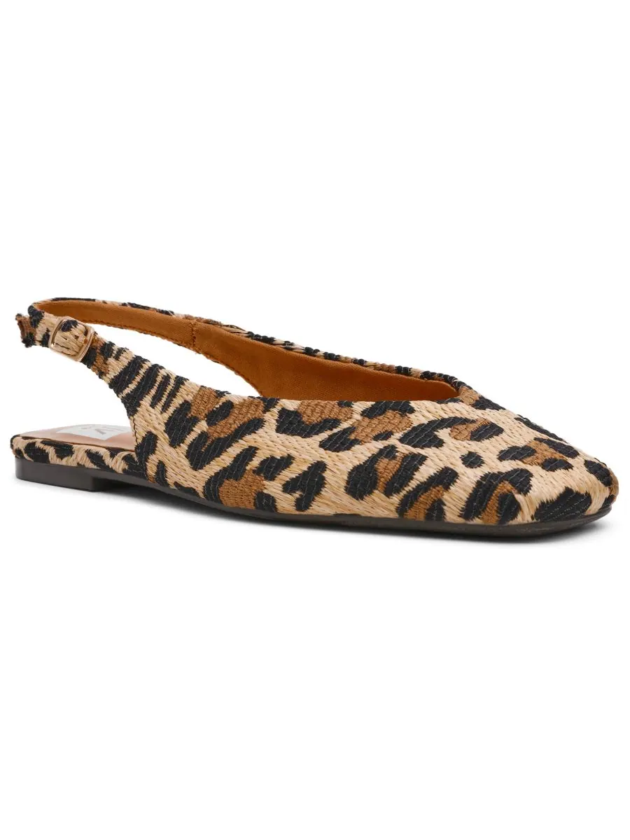 Женские балетки Ffion с квадратным носком и открытой пяткой DV Dolce Vita, Leopard Raffia — изображение 1 из 5