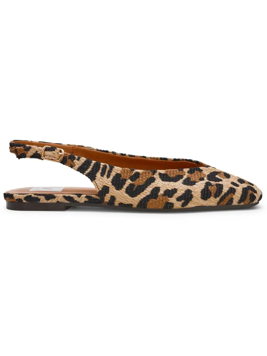 Женские балетки Ffion с квадратным носком и открытой пяткой DV Dolce Vita, Leopard Raffia — изображение 2 из 5