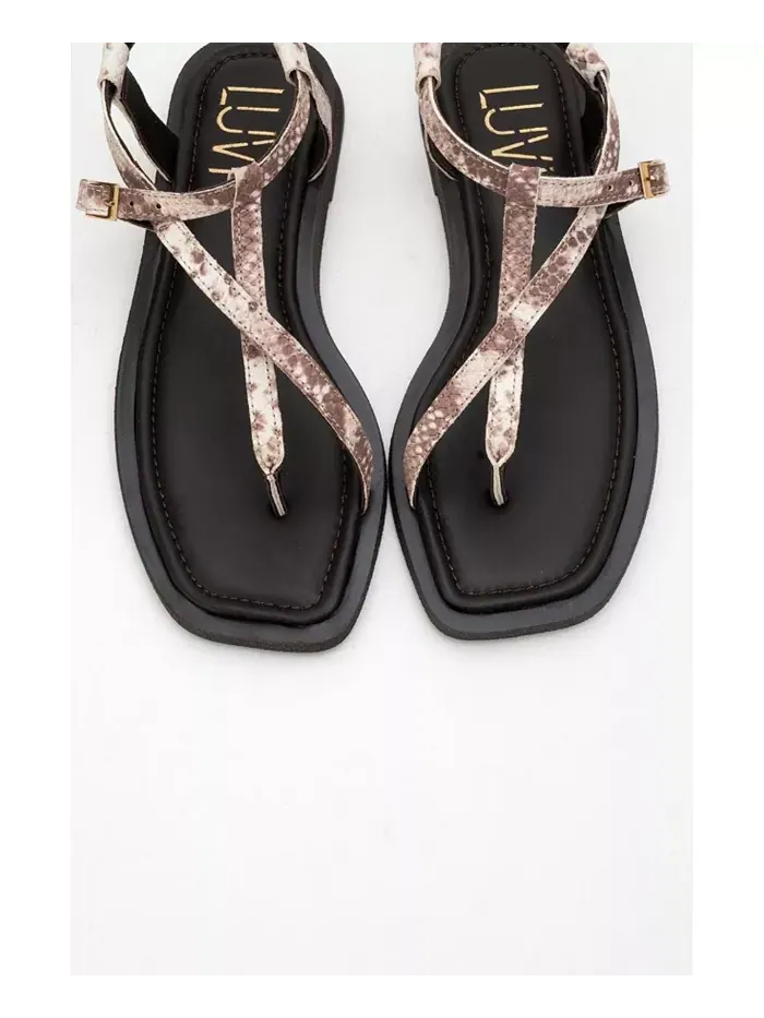 Моргана Кожаные Сандалии-танга для женщин Forever & Always Shoes — изображение 2 из 5, коричневый