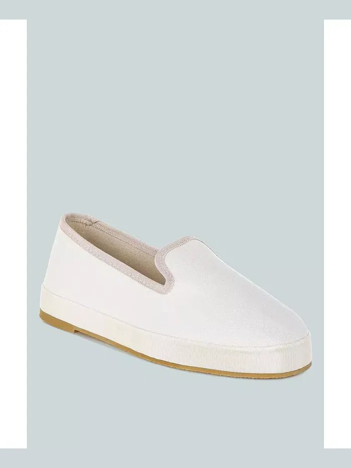 Мошка Round Toe Canvas Slip-On Loafers для женщин London Rag — изображение 1 из 5, белый