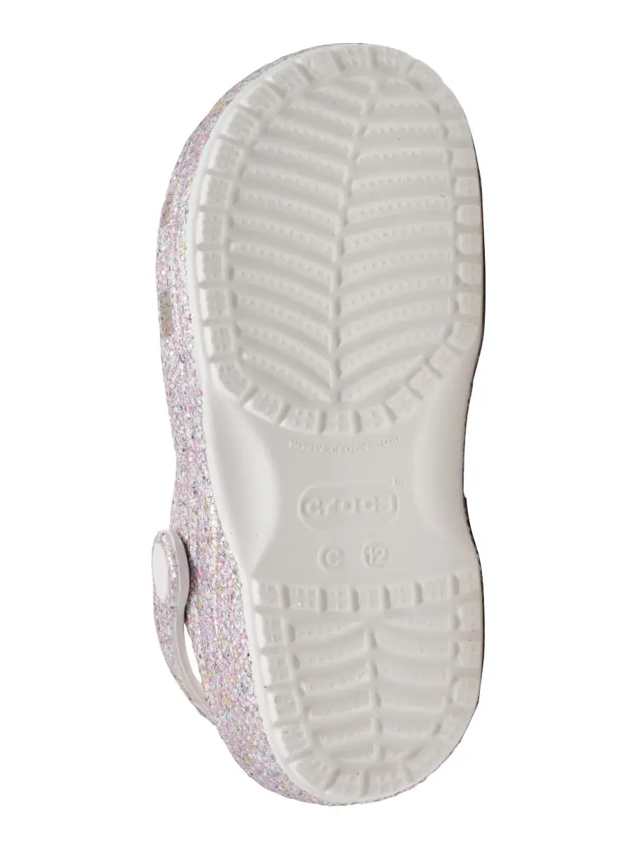 Классические сабо с блестками для маленьких девочек от Finish Line Crocs — изображение 2 из 6, белый
