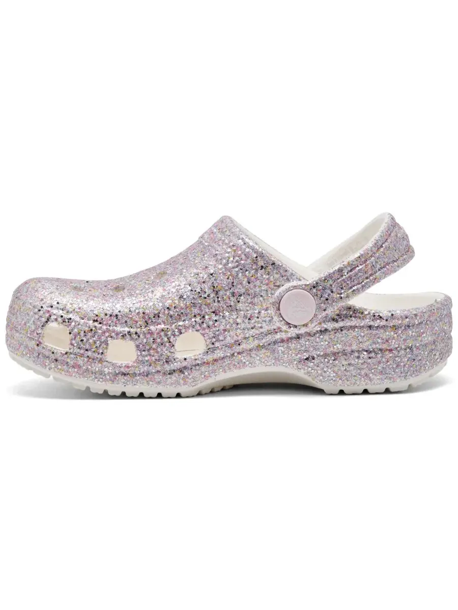 Классические сабо с блестками для маленьких девочек от Finish Line Crocs — изображение 5 из 6, белый