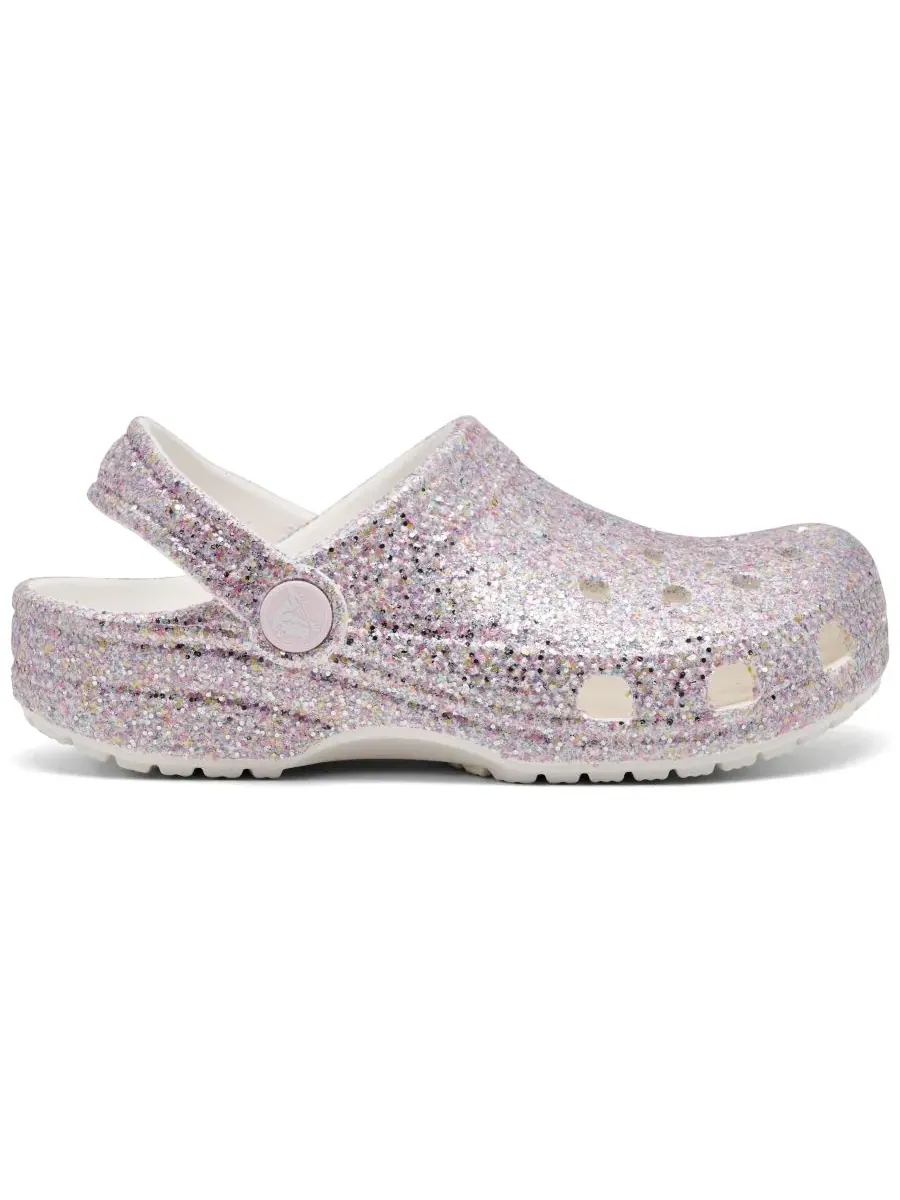 Классические сабо с блестками для маленьких девочек от Finish Line Crocs — изображение 6 из 6, белый