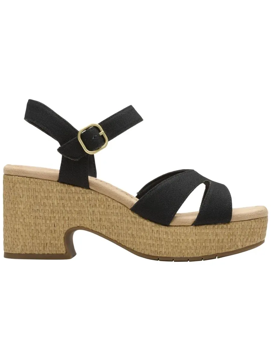 Сандалии женские Clarks Nerisa Twist на танкетке, текстиль — изображение 2 из 8, черный