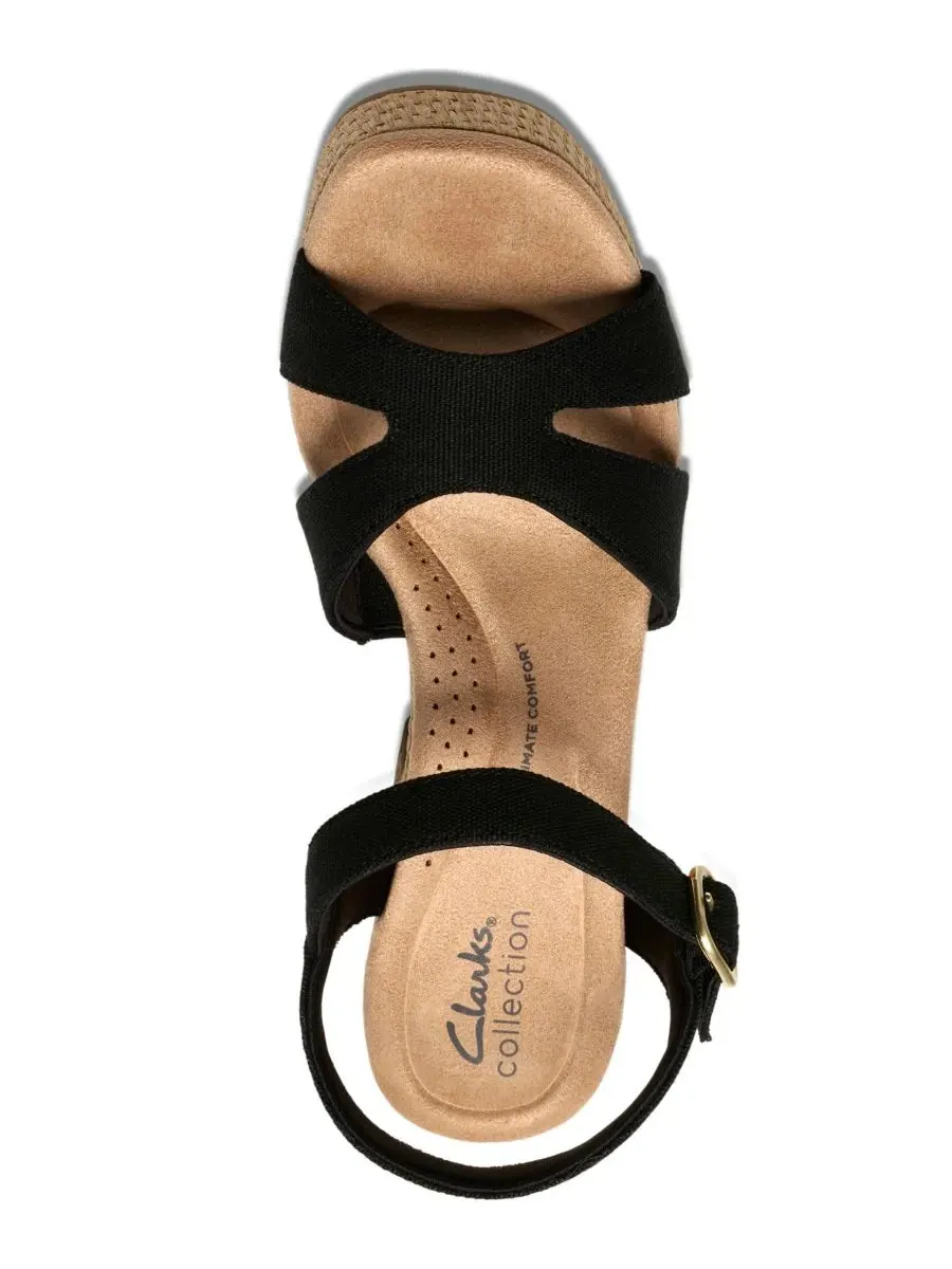 Сандалии женские Clarks Nerisa Twist на танкетке, текстиль — изображение 4 из 8, черный