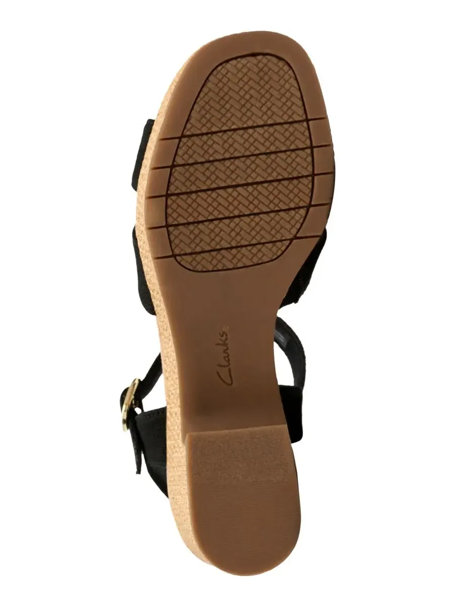 Сандалии женские Clarks Nerisa Twist на танкетке, текстиль — изображение 5 из 8, черный