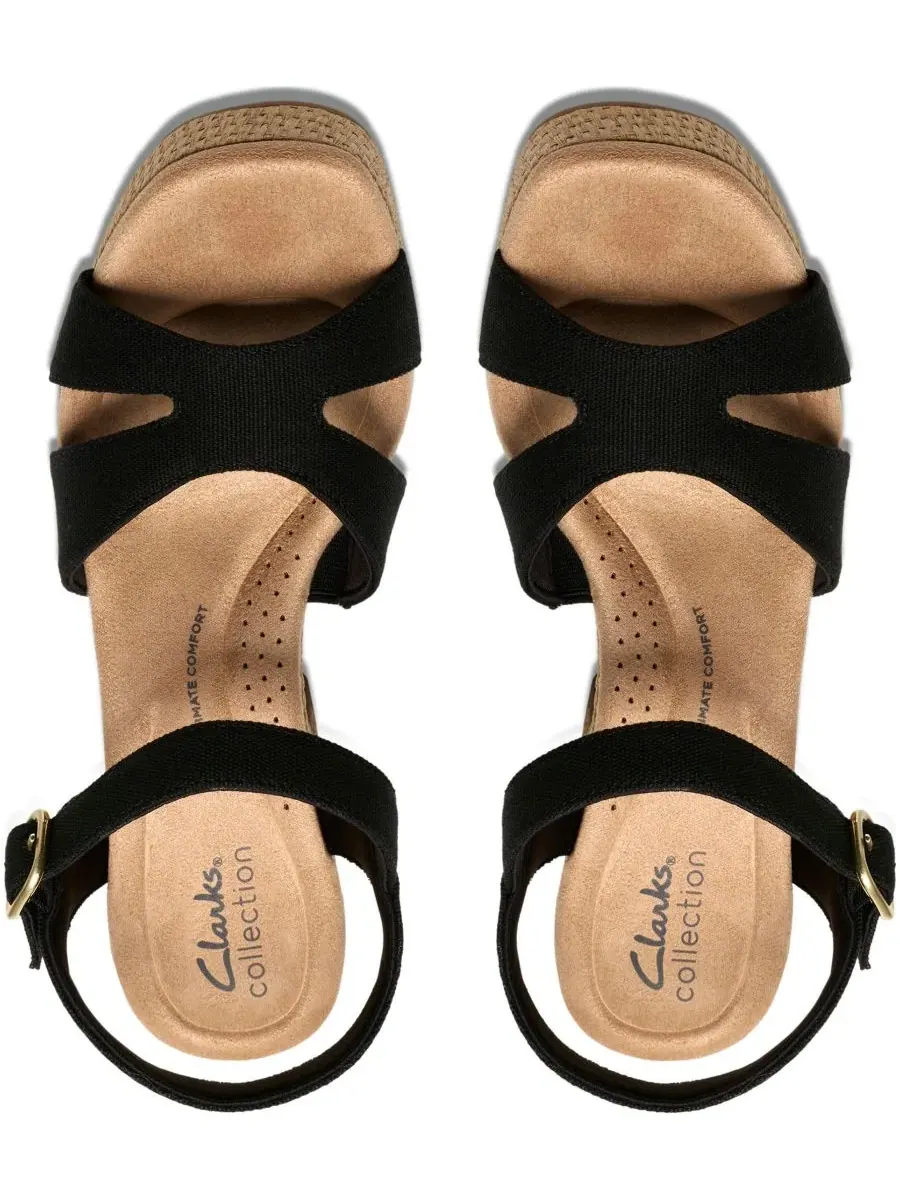 Сандалии женские Clarks Nerisa Twist на танкетке, текстиль — изображение 8 из 8, черный