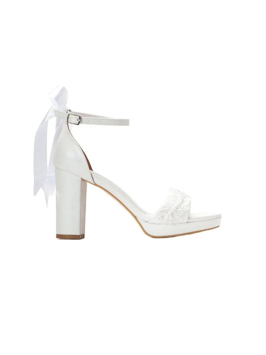 Женские свадебные туфли на каблуке Vivienne с бантом на спине Forever & Always Shoes — изображение 3 из 5, белый