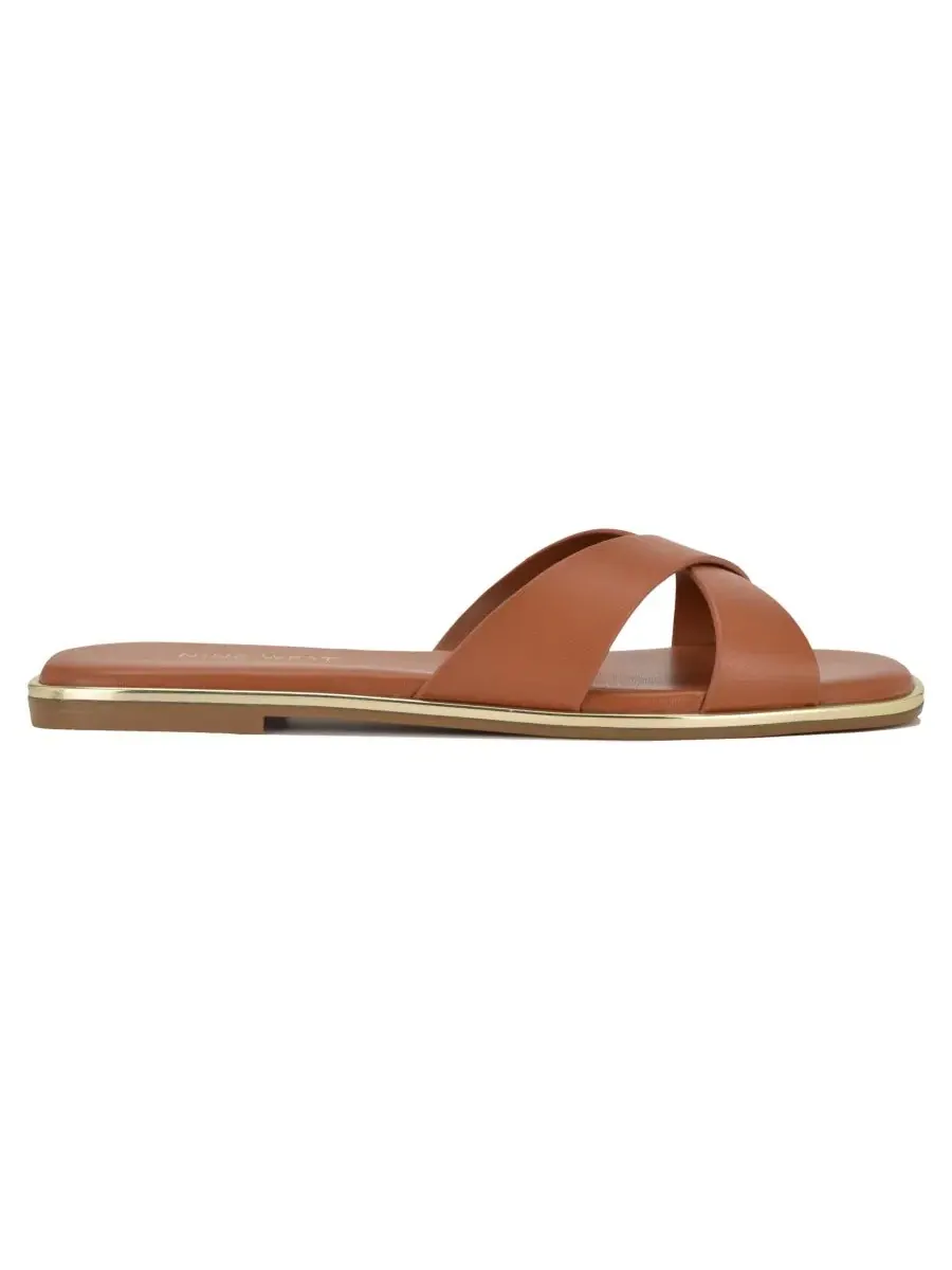 Женские сандалии Edeny Criss-Cross Flat Slip-On Nine West — изображение 2 из 5, коричневый