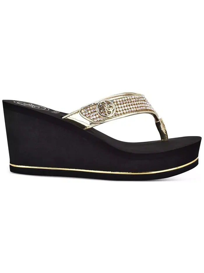 Сандалии Sarraly Eva Logo Wedge Slip On Flip GUESS — изображение 2 из 9, золотистый