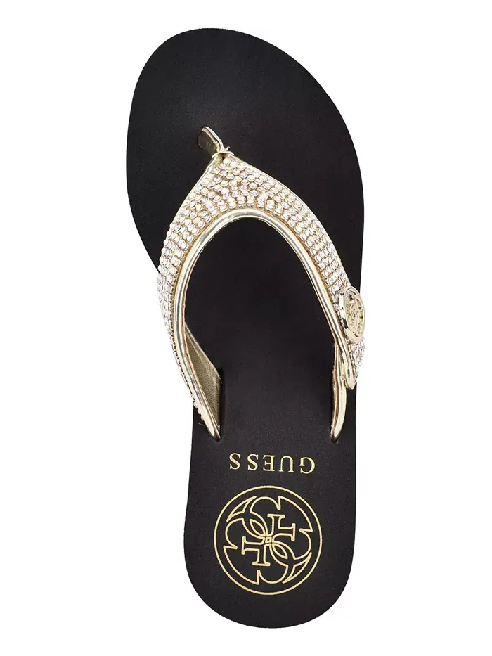 Сандалии Sarraly Eva Logo Wedge Slip On Flip GUESS — изображение 4 из 9, золотистый