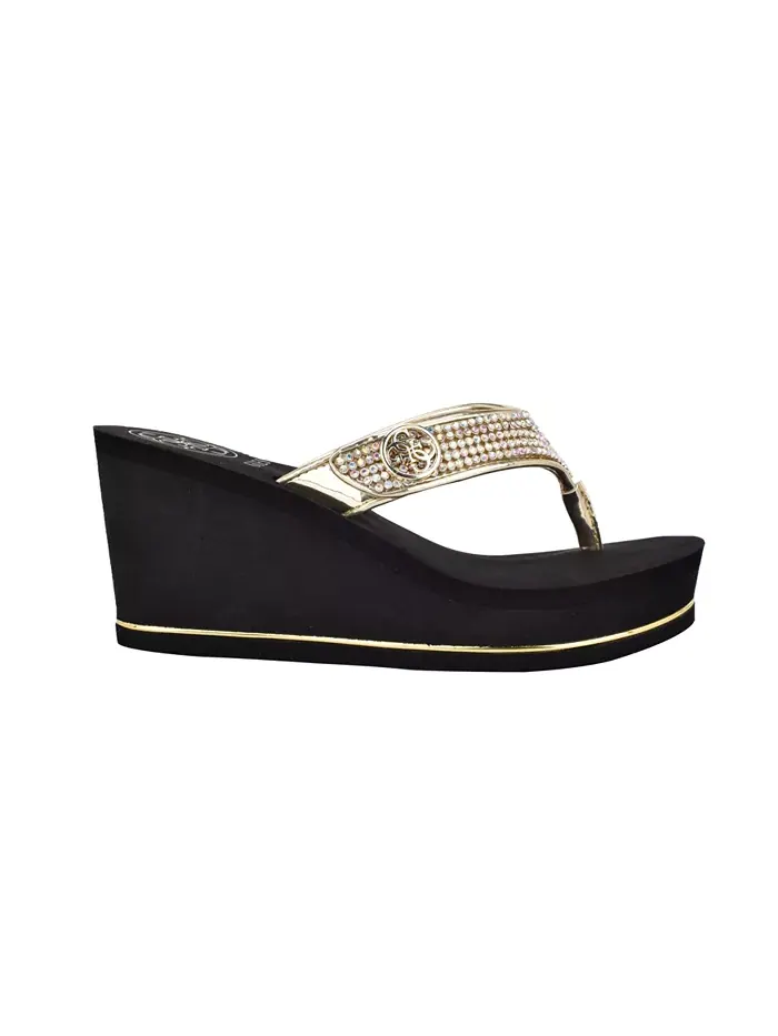 Сандалии Sarraly Eva Logo Wedge Slip On Flip GUESS — изображение 6 из 9, золотистый