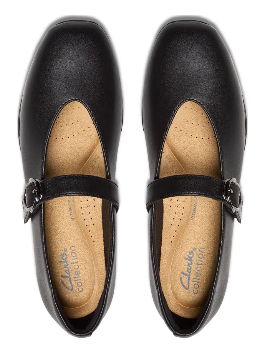 Балетки женские Clarks Jazmynn Iris, Мэри Джейн, квадратный носок, кожа — изображение 4 из 5, черный
