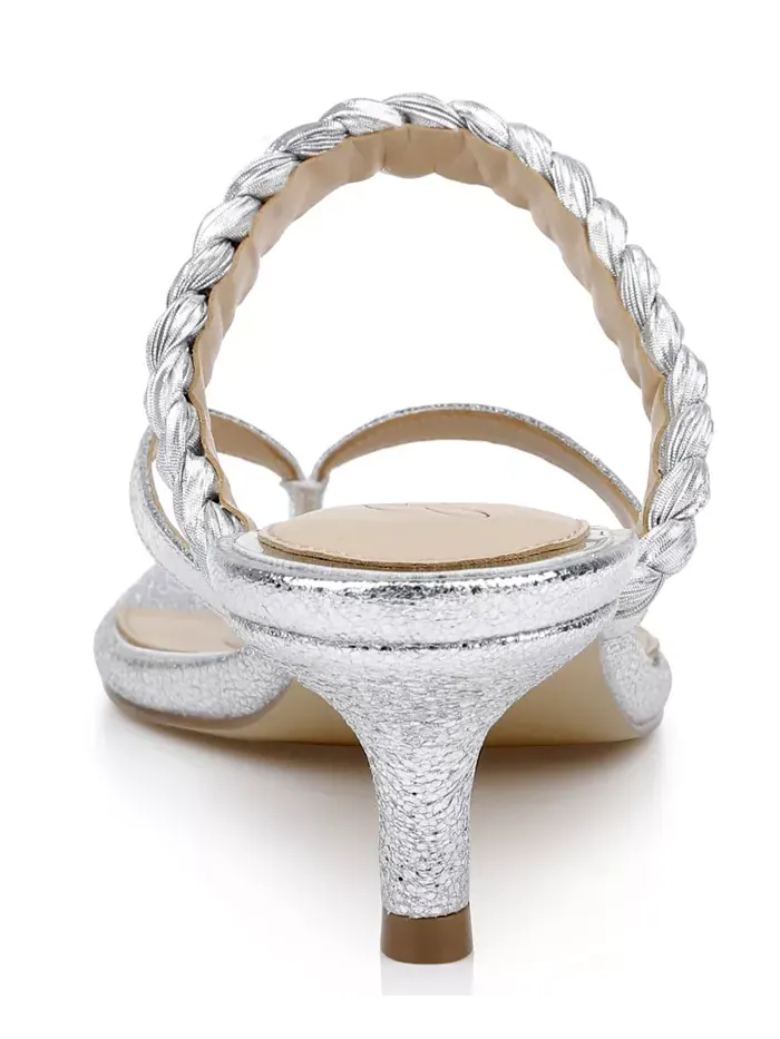 Женские босоножки Nadya на низком каблуке Jewel Badgley Mischka — изображение 3 из 5, серебристый металлик