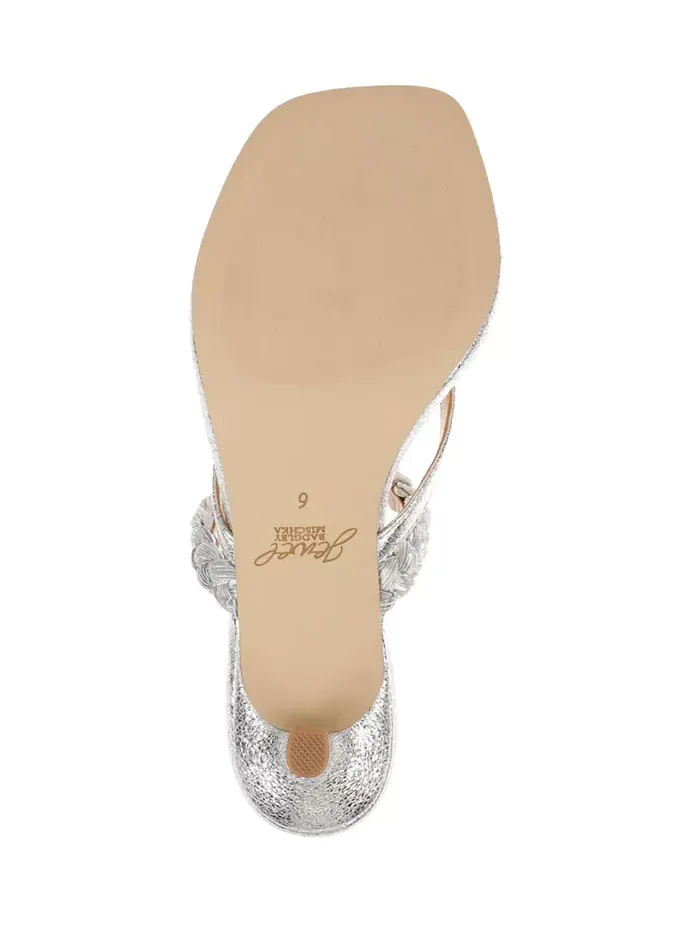 Женские босоножки Nadya на низком каблуке Jewel Badgley Mischka — изображение 5 из 5, серебристый металлик