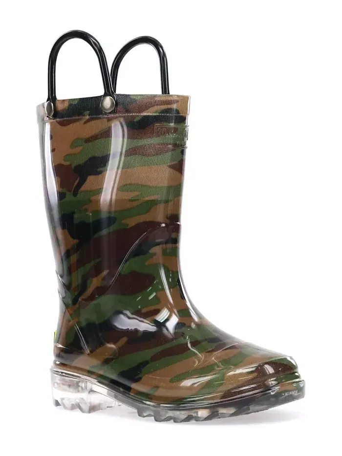 Детские и мальчиковые дождевые сапоги с подсветкой Camo Western Chief — изображение 2 из 3, зеленый