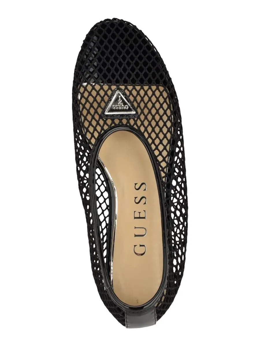 Женские балетки Aylora с треугольным логотипом и плетеной сеткой GUESS, черный woven mesh — изображение 4 из 5