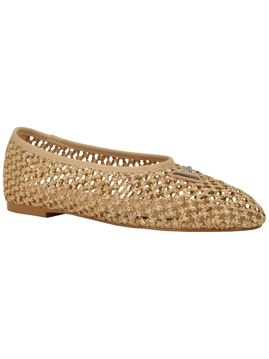 Женские балетки Aylora с треугольным логотипом и плетеной сеткой GUESS, светлый-natural/raffia
