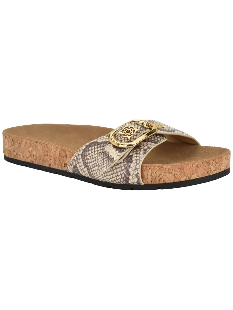 Женские сандалии Locela с декоративной плоской пробковой стелькой GUESS, Light Natural Snake