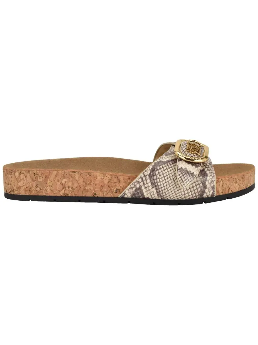 Женские сандалии Locela с декоративной плоской пробковой стелькой GUESS, Light Natural Snake — изображение 2 из 5