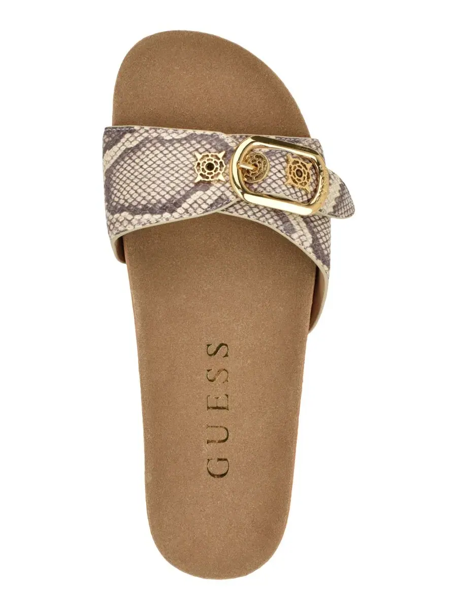 Женские сандалии Locela с декоративной плоской пробковой стелькой GUESS, Light Natural Snake — изображение 4 из 5