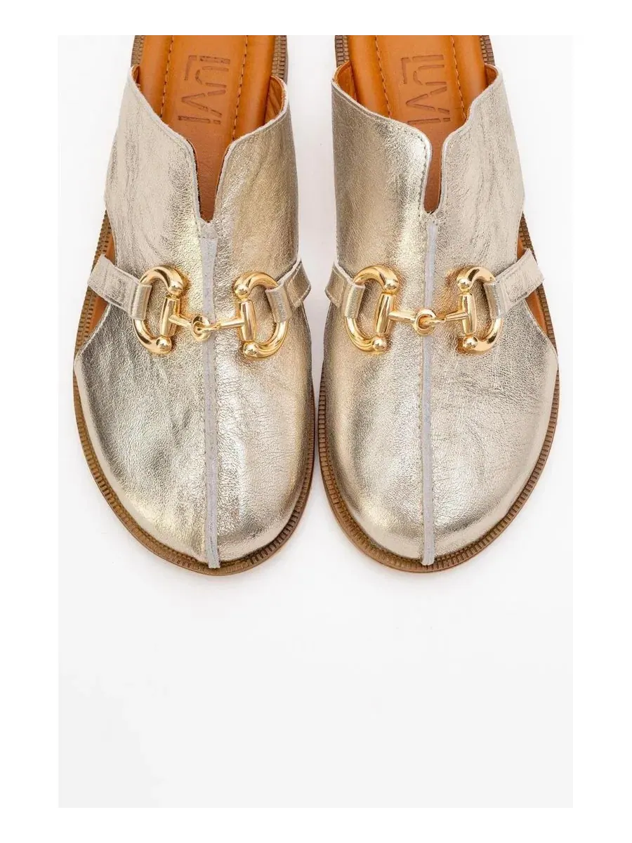 Женские кожаные сабо Favor Forever & Always Shoes — изображение 5 из 5, золотистый
