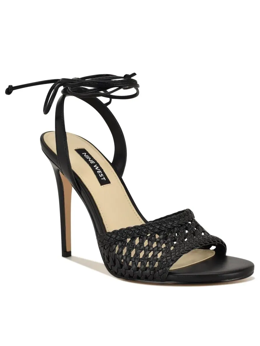 Женские сандалии на высоком каблуке Merta с плетеной завязкой Nine West — изображение 1 из 5, черный