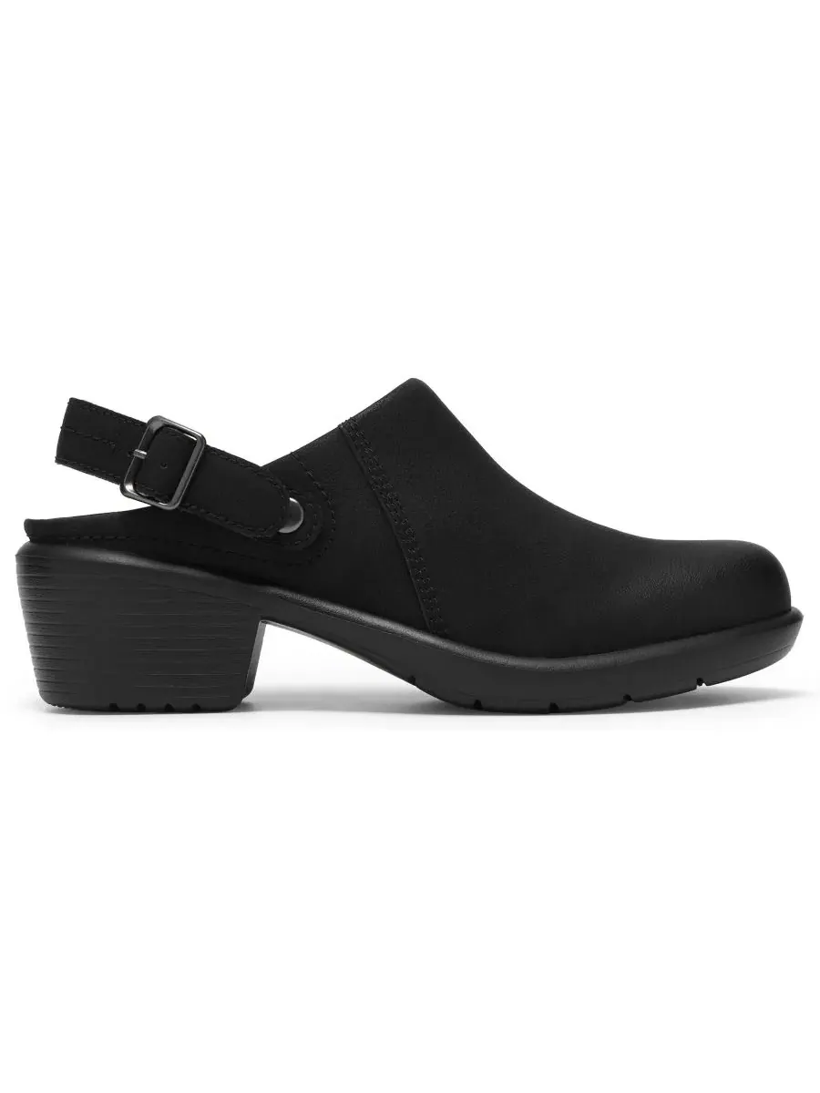 Женские мюли Kynnzie Round Toe из кожи, каблук-блок Clarks — изображение 2 из 6, черный