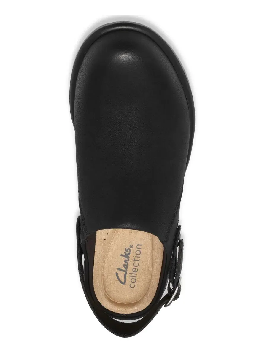 Женские мюли Kynnzie Round Toe из кожи, каблук-блок Clarks — изображение 4 из 6, черный