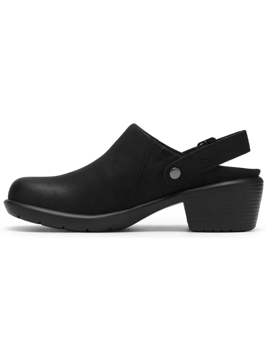 Женские мюли Kynnzie Round Toe из кожи, каблук-блок Clarks — изображение 6 из 6, черный