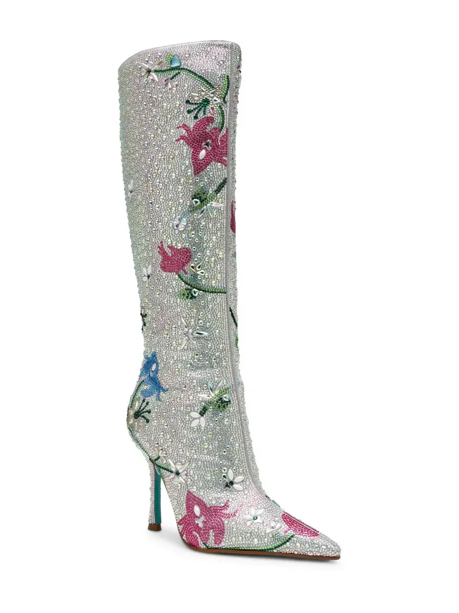 Ботинки на каблуке с кристаллами Rhinestone Floral Betsey Johnson — изображение 1 из 5, стразы