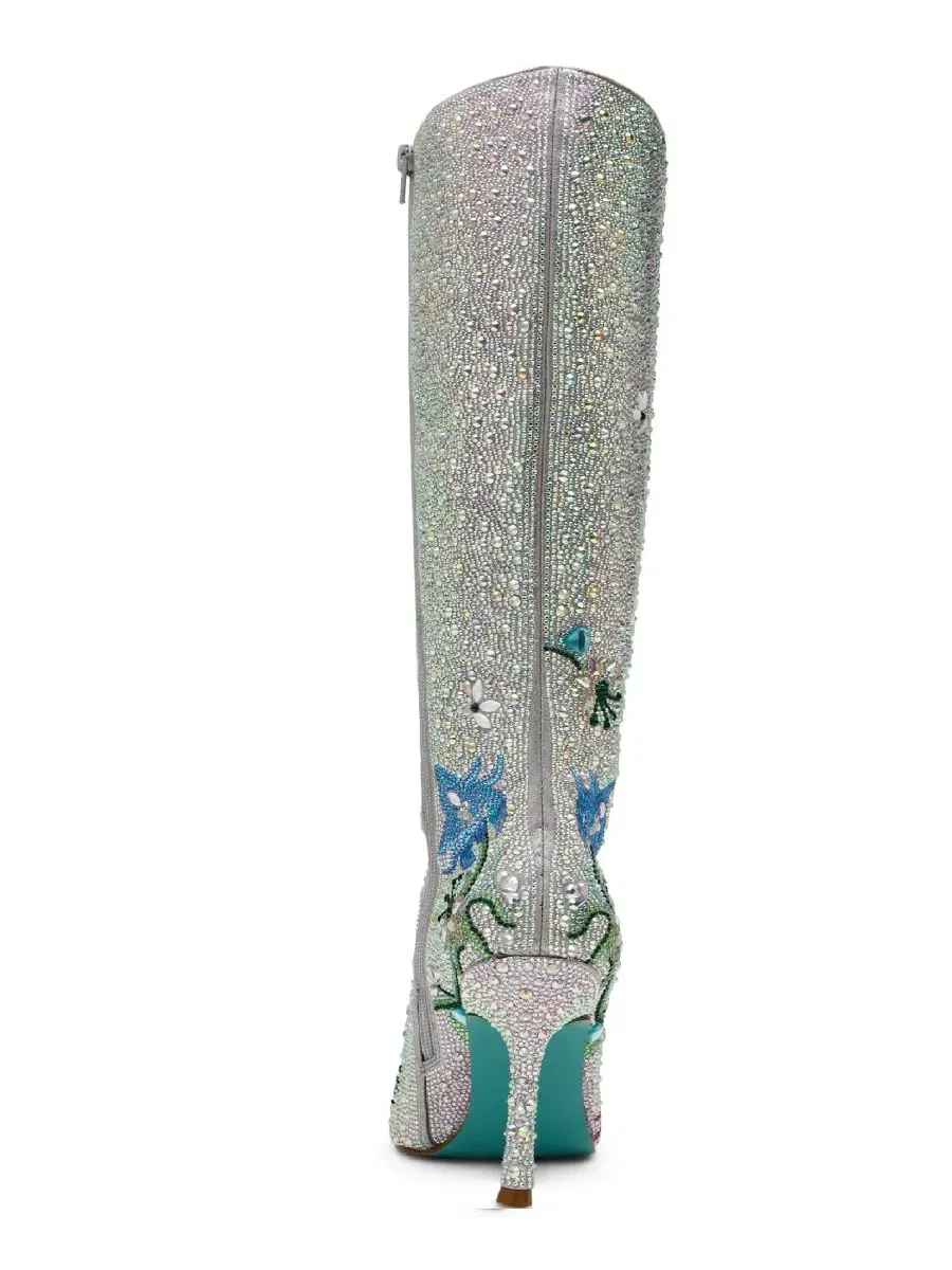 Ботинки на каблуке с кристаллами Rhinestone Floral Betsey Johnson — изображение 3 из 5, стразы