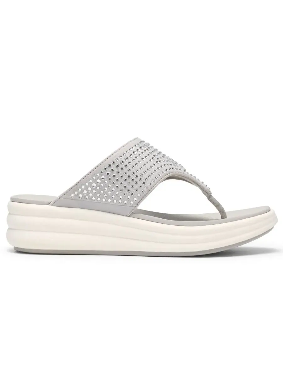 Сандалии-вьетнамки с клином Drift Jaunt Clarks — изображение 2 из 5, серебристый
