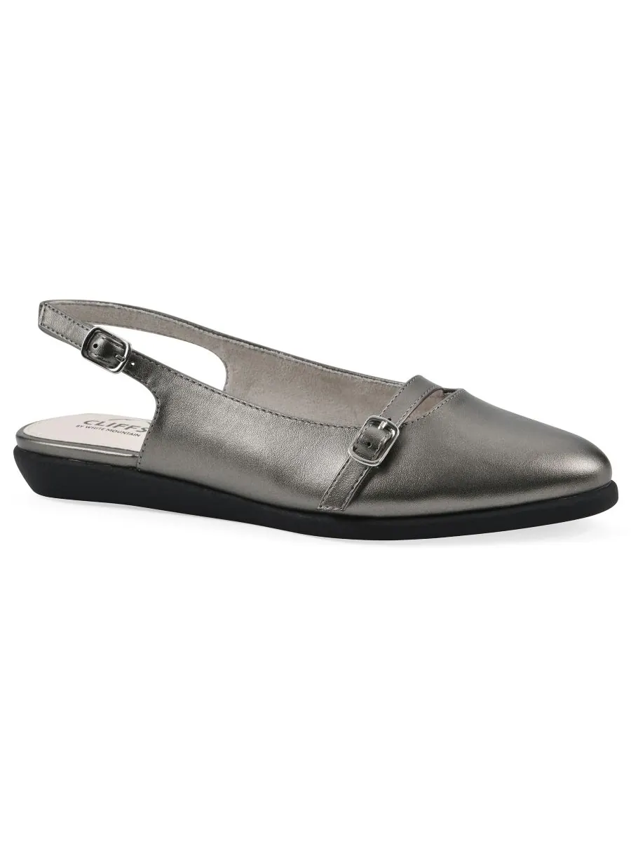 Женские балетки Miloni с открытой пяткой Cliffs by White Mountain, Pewter Metallic Smooth