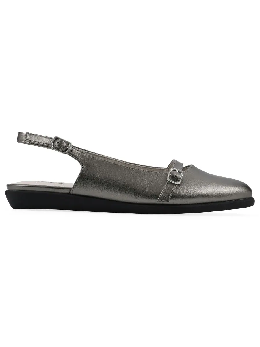 Женские балетки Miloni с открытой пяткой Cliffs by White Mountain, Pewter Metallic Smooth — изображение 2 из 6