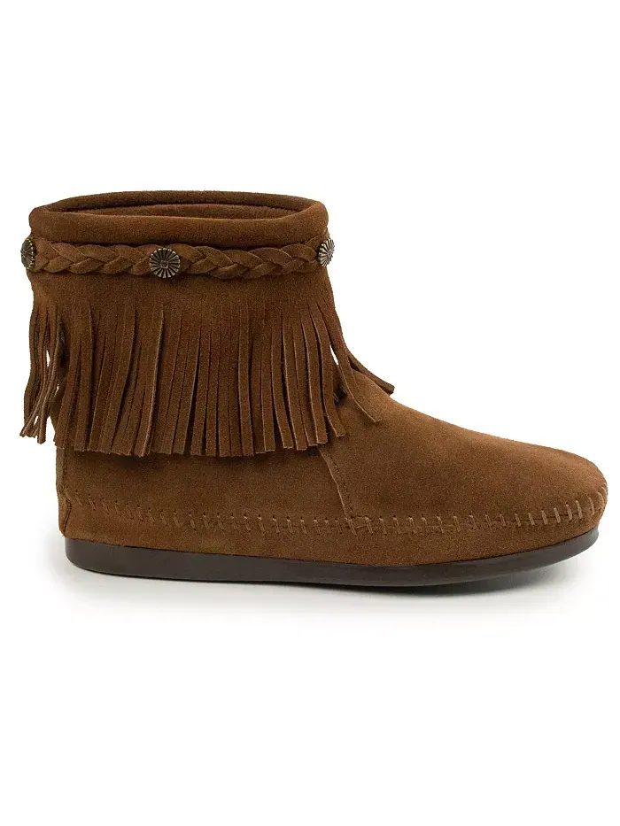 Женские высокие замшевые ботинки на молнии сзади Minnetonka — изображение 2 из 4, коричневый