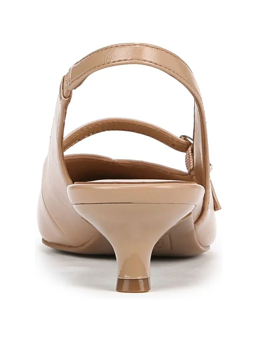 Туфли-лодочки на каблуке-рюмочке Grayson Pointed Toe Kitten Heel Slingback Pumps Naturalizer — изображение 3 из 5, тауп