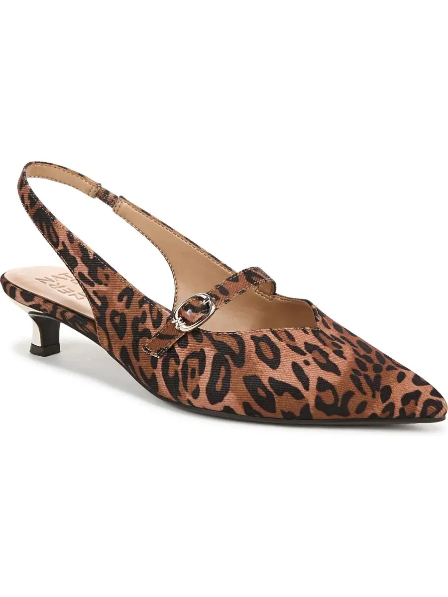 Туфли-лодочки Grayson Pointed Toe Kitten Heel Slingback Pumps Naturalizer, Cheetah Fabric — изображение 1 из 5