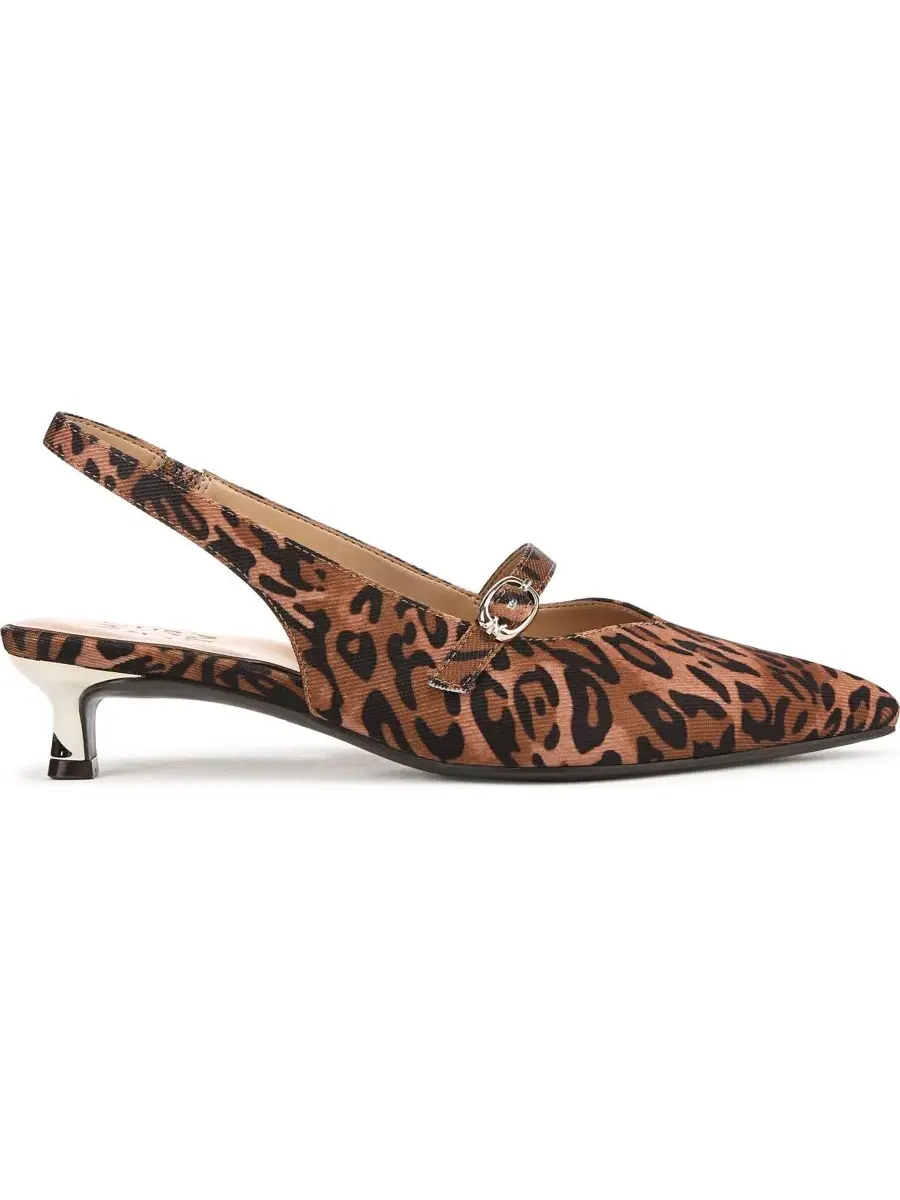 Туфли-лодочки Grayson Pointed Toe Kitten Heel Slingback Pumps Naturalizer, Cheetah Fabric — изображение 2 из 5