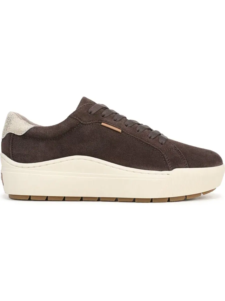 Женские кроссовки на платформе с ретро-дизайном Take Time Dr. Scholl's, Dark Umber Suede — изображение 2 из 5