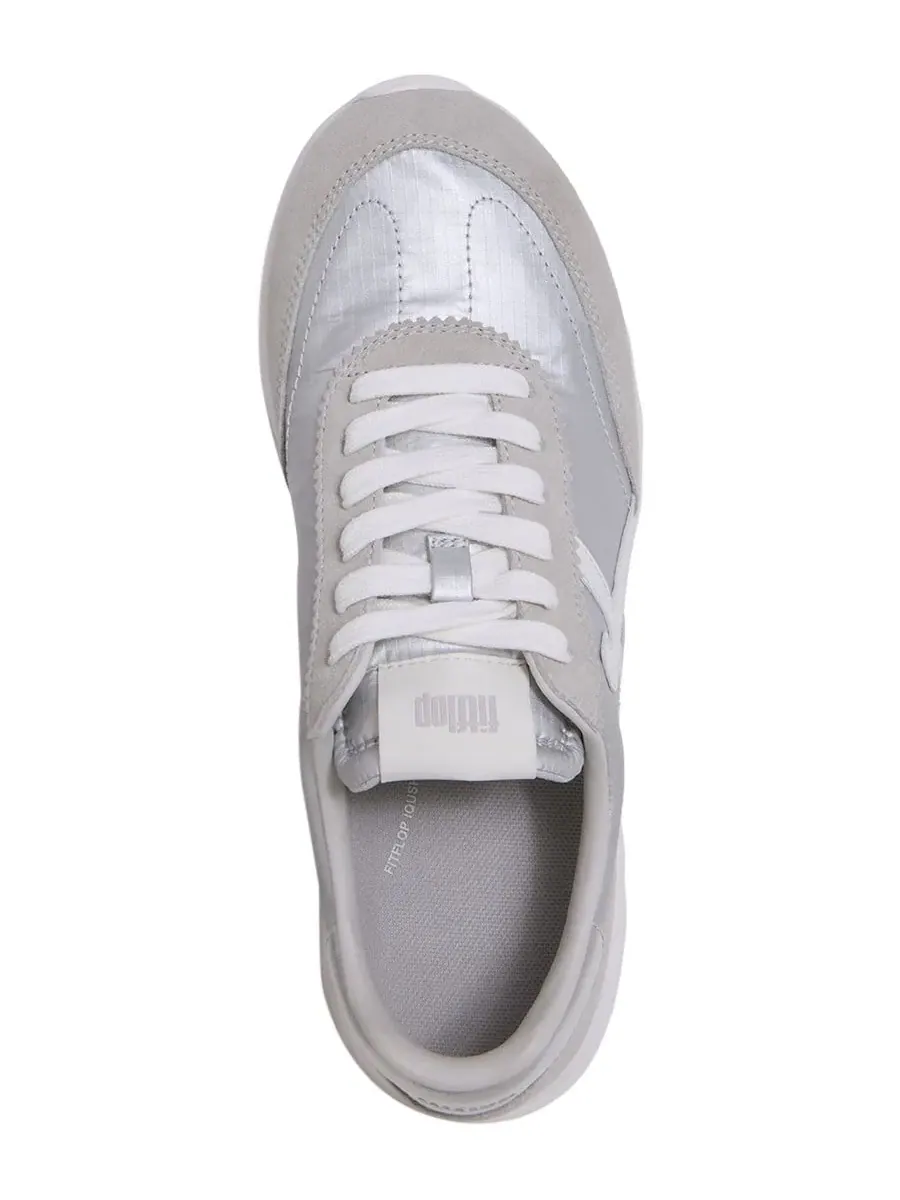 Кроссовки ретро FitFlop Retro-Q FF Lace-Up — изображение 3 из 5, серебристый белый
