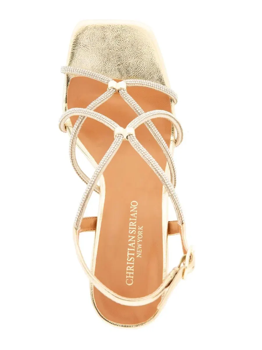 Босоножки на каблуке со стразами Finee Christian Siriano — изображение 4 из 5, платиновый
