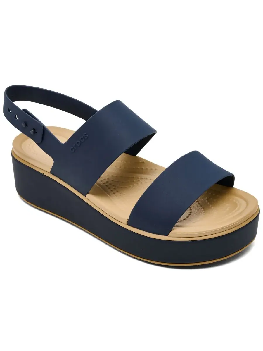 Босоножки-танкетка Brooklyn Matte Wrap Low Wedge Sandals Crocs