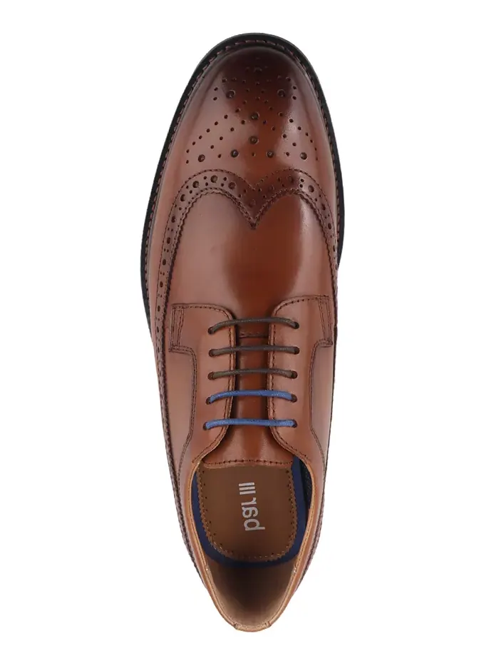 Мужские кожаные классические туфли Asherr Long Wing Brogue Bar III — изображение 3 из 5, бежевый
