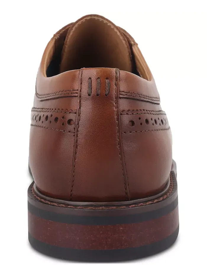 Мужские кожаные классические туфли Asherr Long Wing Brogue Bar III — изображение 4 из 5, бежевый