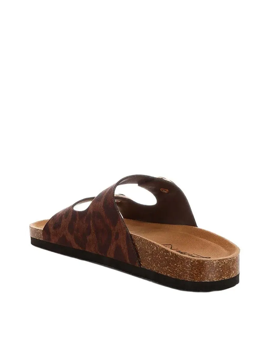 Сандалии с двумя широкими ремешками и регулируемыми пряжками Leopard Nubuck Faux Leather London — изображение 4 из 7