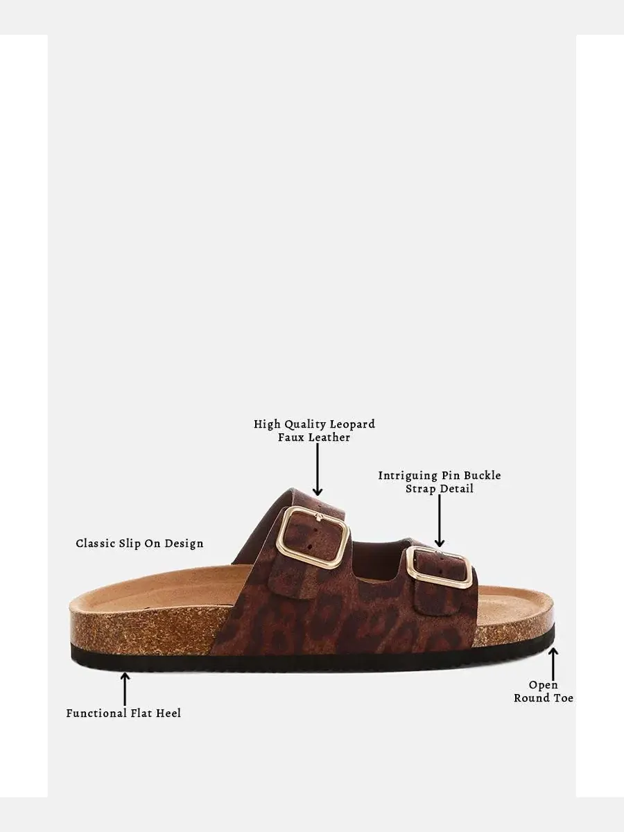 Сандалии с двумя широкими ремешками и регулируемыми пряжками Leopard Nubuck Faux Leather London — изображение 7 из 7
