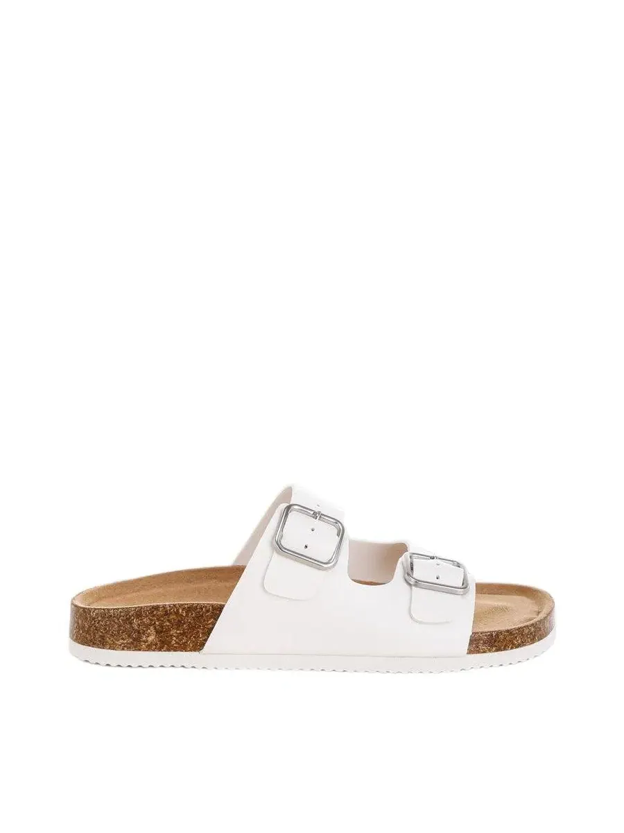 Сандалии с двумя широкими ремешками и регулируемой пряжкой Gloriosa The Double Strap Slide London — изображение 2 из 7, белый
